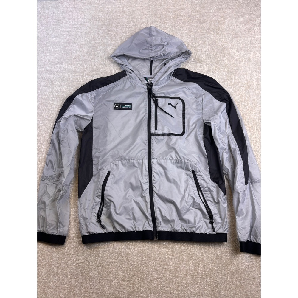 Puma Mercedes AMG Petronas F1 Team Windbreaker Jacket Silver Black Mens Small